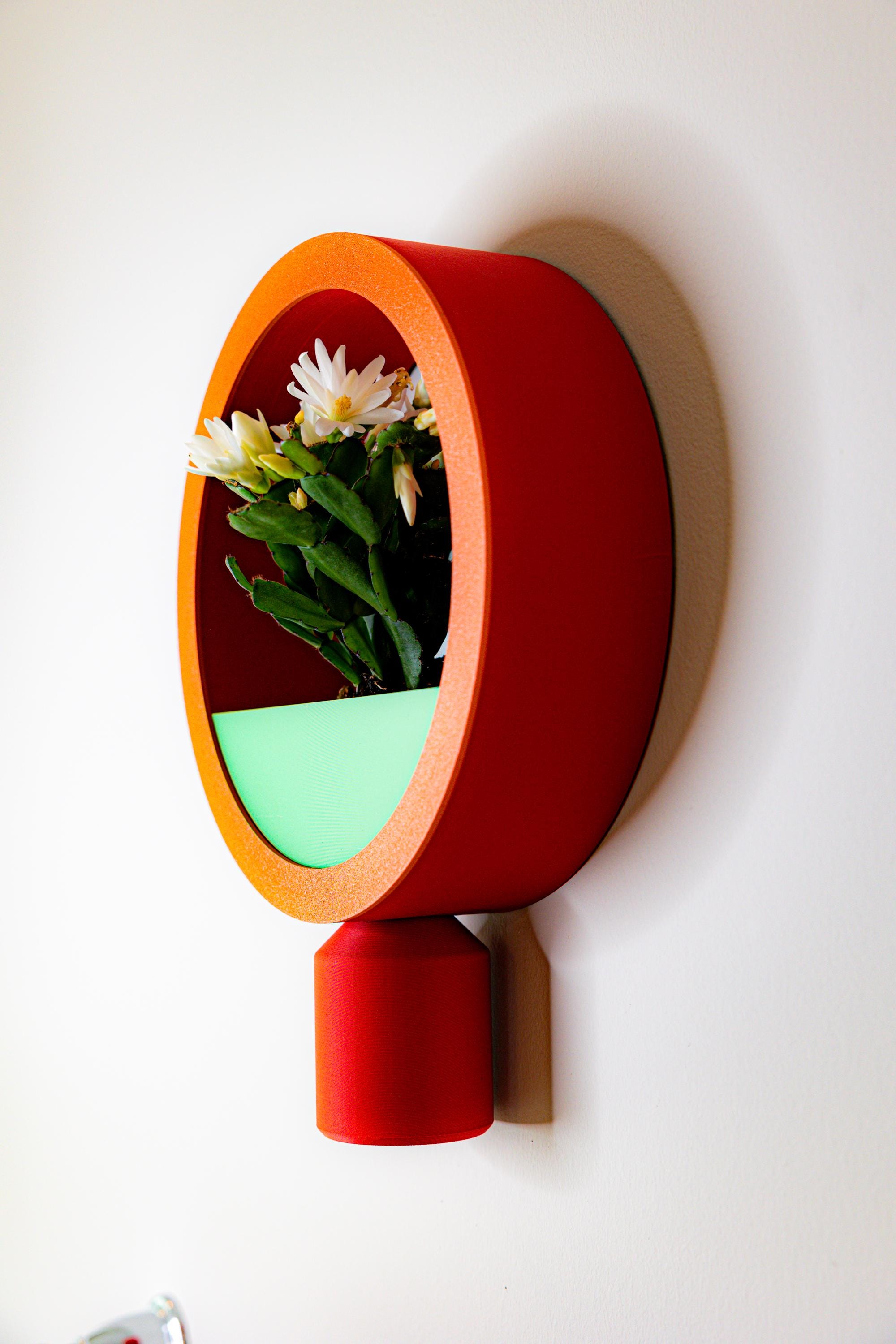Modern Circle Wall Planter with Hidden Drip Jar | 3D Printed