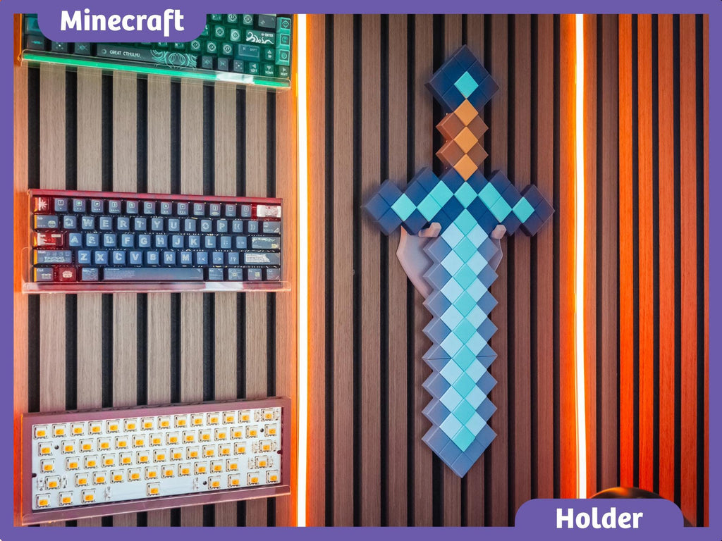 3D Printed Sword Wall Mount – Shield Display Rack with Customizable Arms