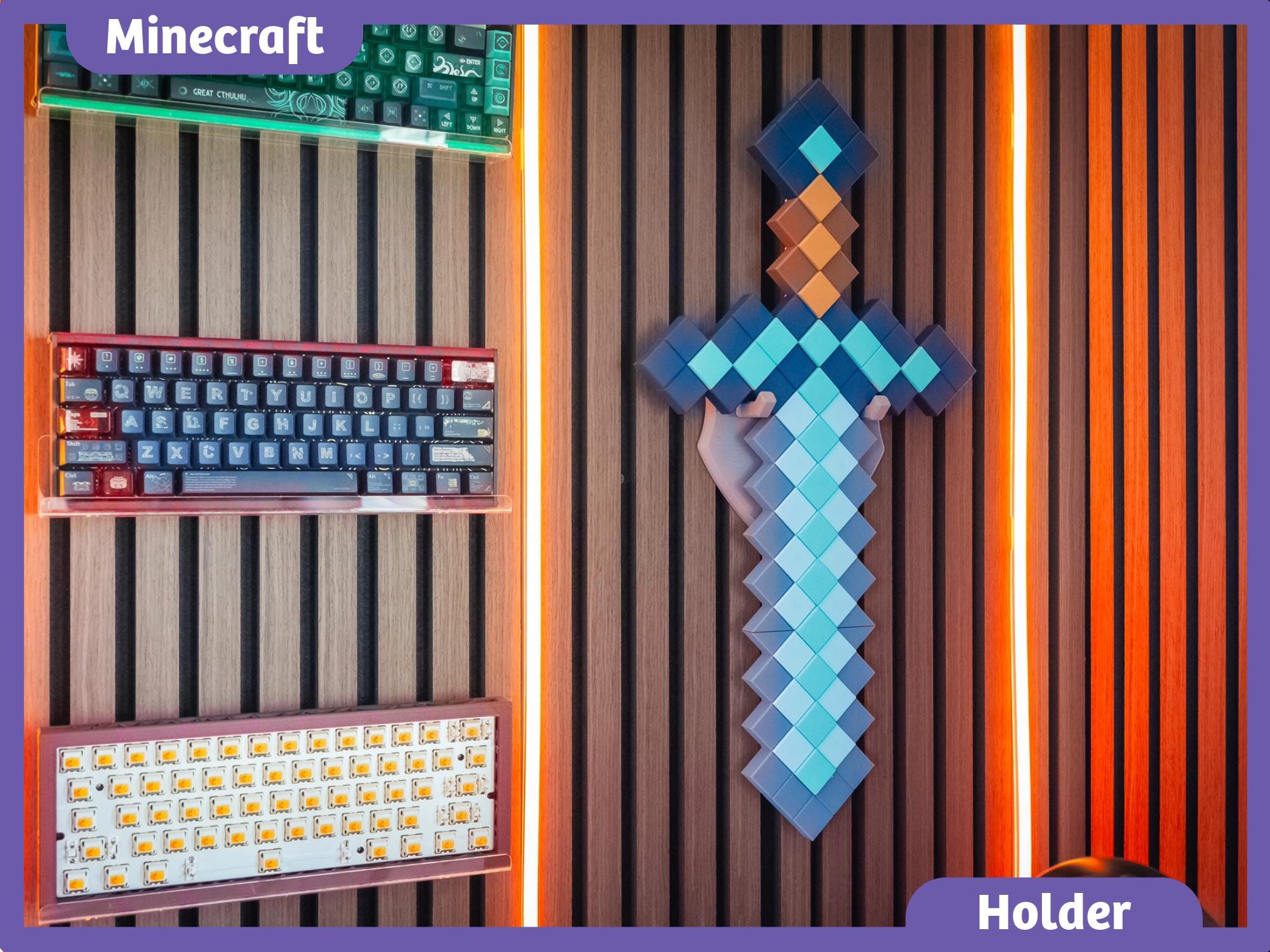 3D Printed Sword Wall Mount – Shield Display Rack with Customizable Arms