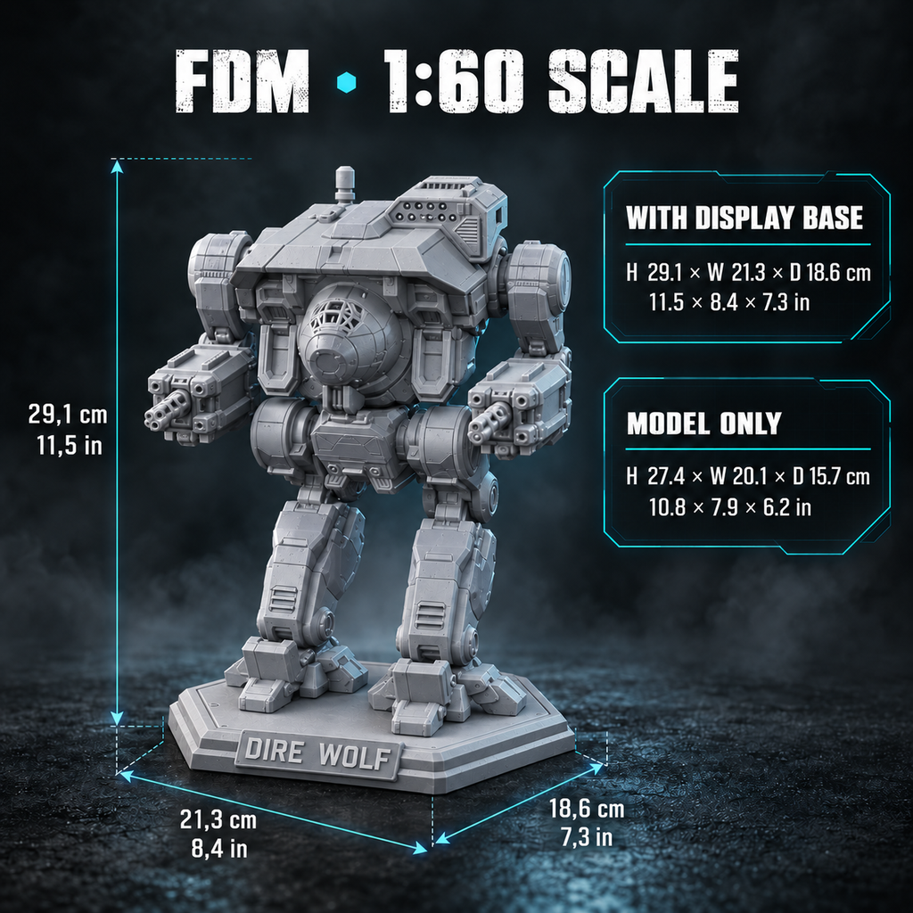 MWO Dire Wolf | 1:60 3D-Printed Model