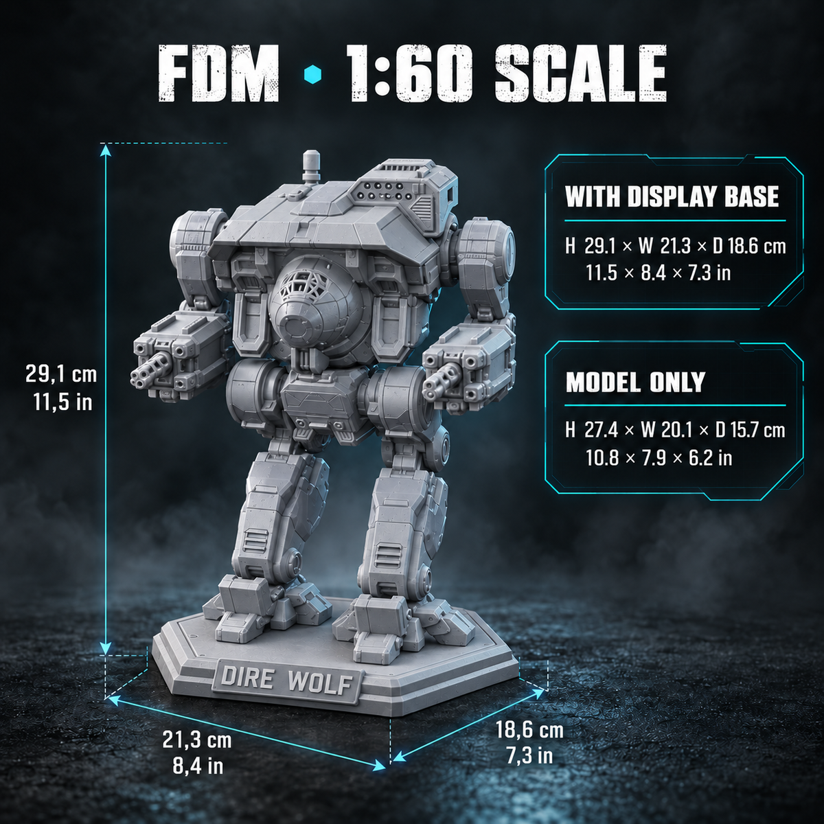 MWO Dire Wolf | 1:60 3D-Printed Model