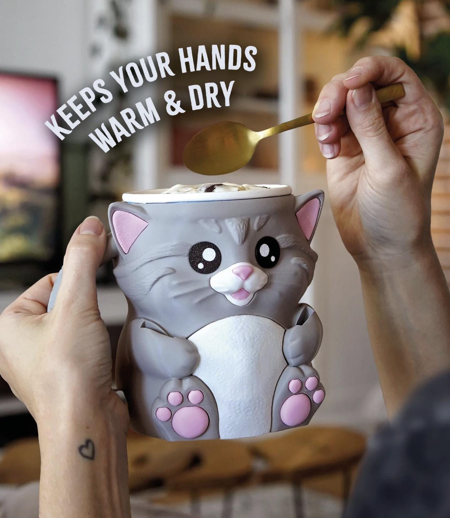 Cuddles the Cat Ice Cream Pint Holder – 3D Printed Cat Cozy
