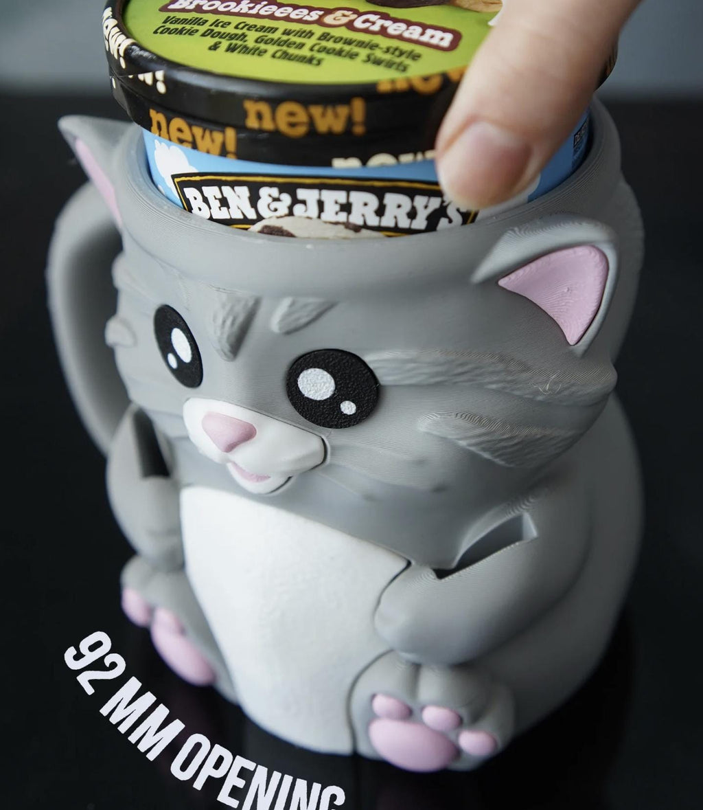 Cuddles the Cat Ice Cream Pint Holder – 3D Printed Cat Cozy