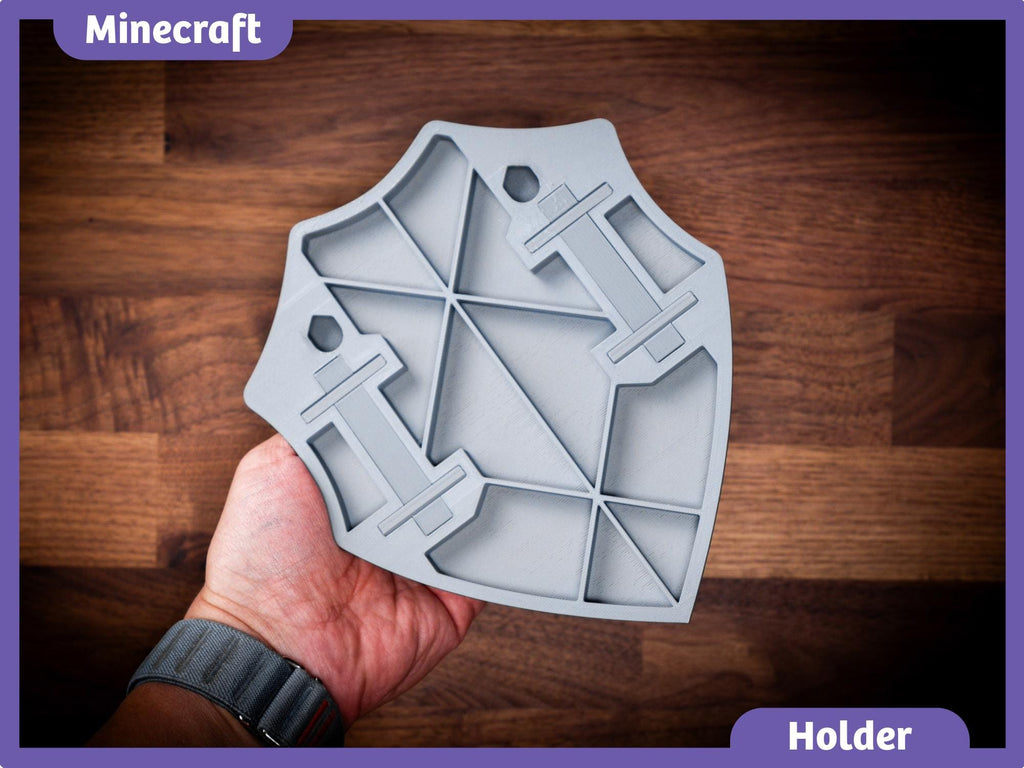 3D Printed Sword Wall Mount – Shield Display Rack with Customizable Arms