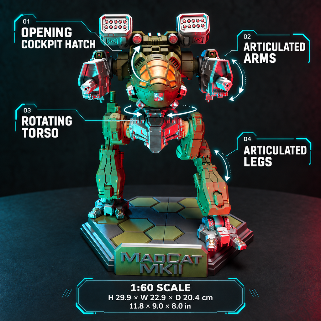 Mad Cat MkII MWO 3D-Printed Model with Display Base