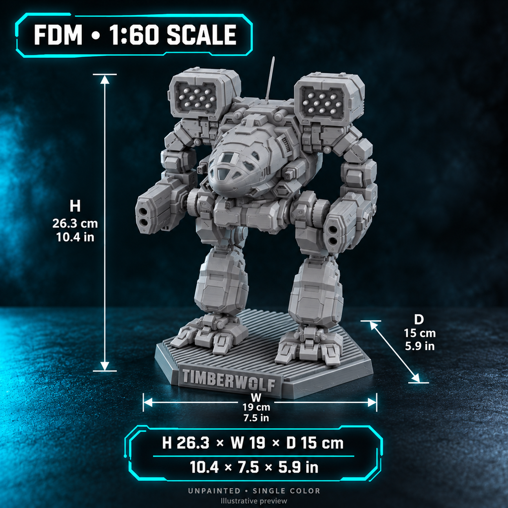 Timber Wolf (Mad Cat) – Unpainted 3D-Printed Model | 1:60