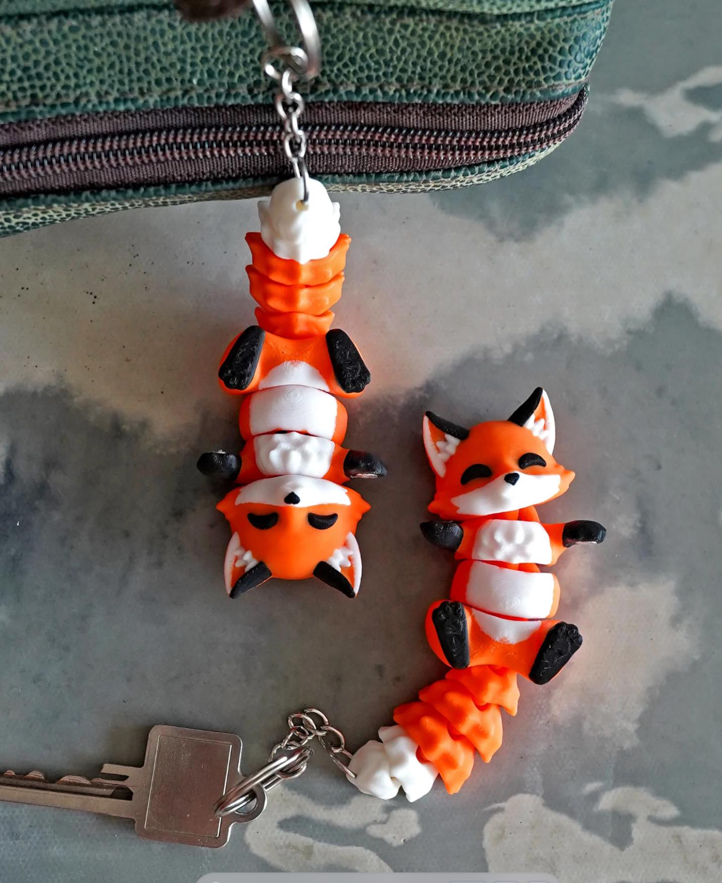 Foxy the Flexi Fox – Magnetic Fidget Keychain | 3D Printed Fox Toy