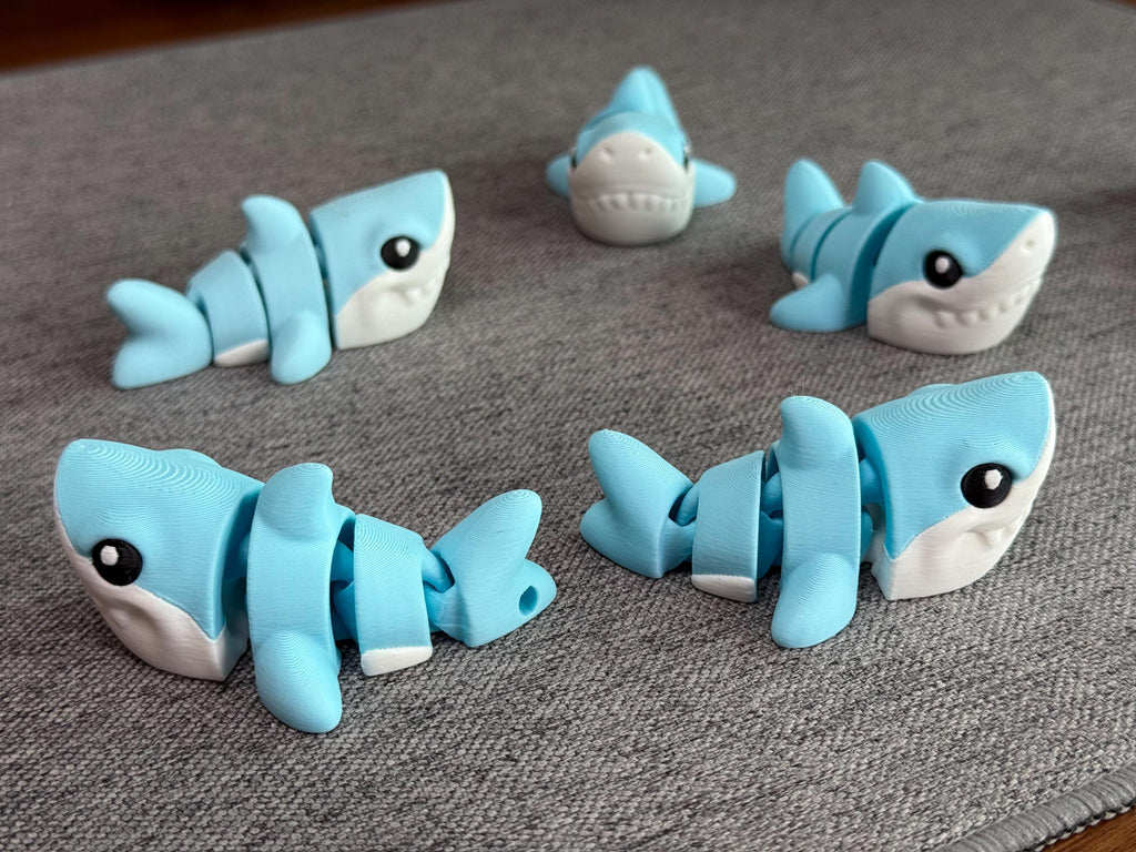 Flexi Baby Shark Toy | 3D Printed Fidget Animal Pack of 2