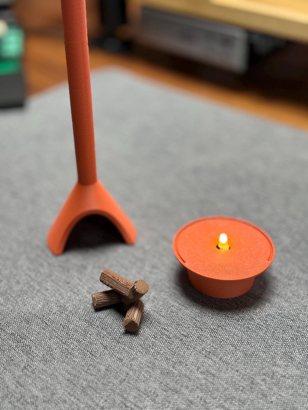 Miniature Fireplace | Mid-Century Modern Desk Decor with LED Tea Light