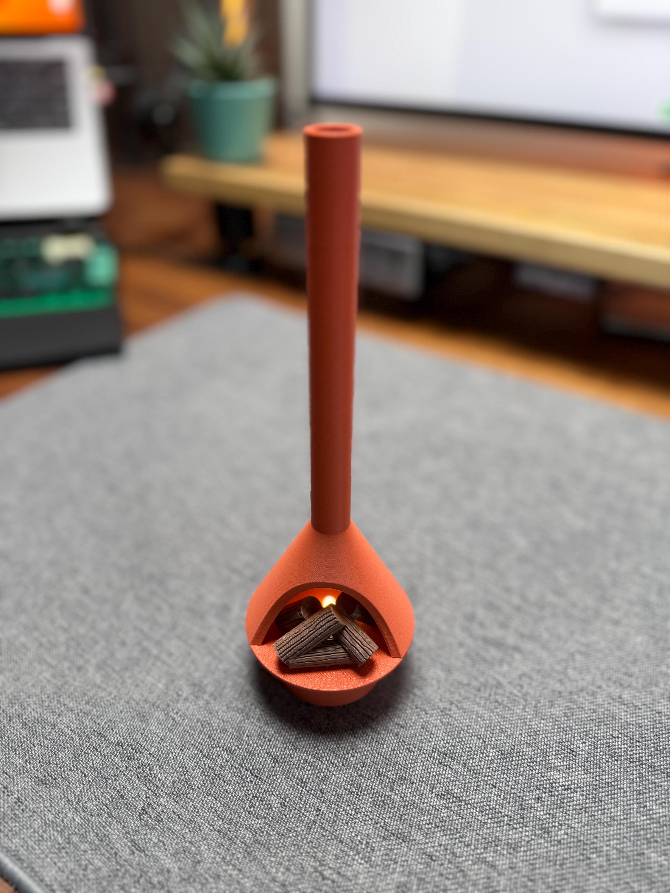 Miniature Fireplace | Mid-Century Modern Desk Decor with LED Tea Light
