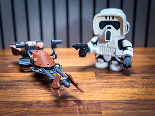 Scout Rider Speeder Bike Display Set - Star Wars-Inspired Collectible