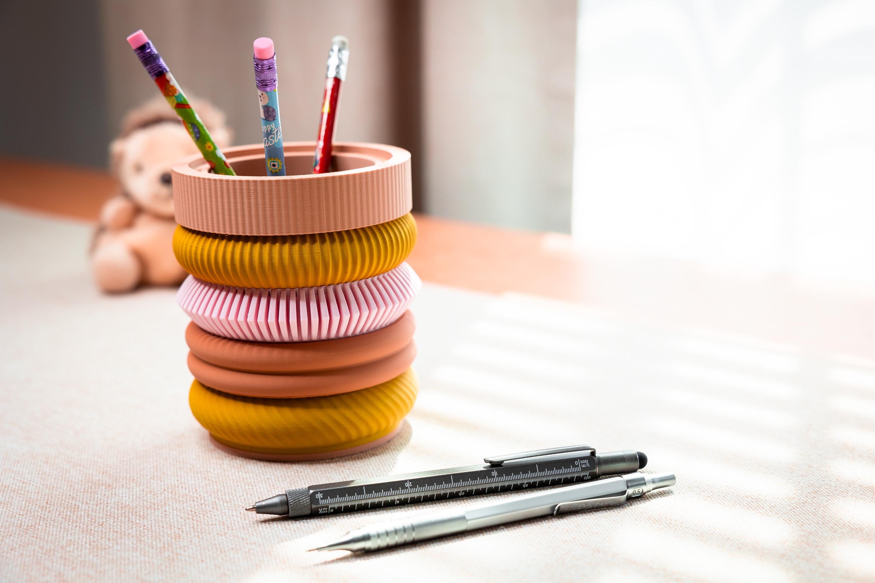 Modular Pen Holder | 5-Piece Stackable Desk Organizer – 3D Printed