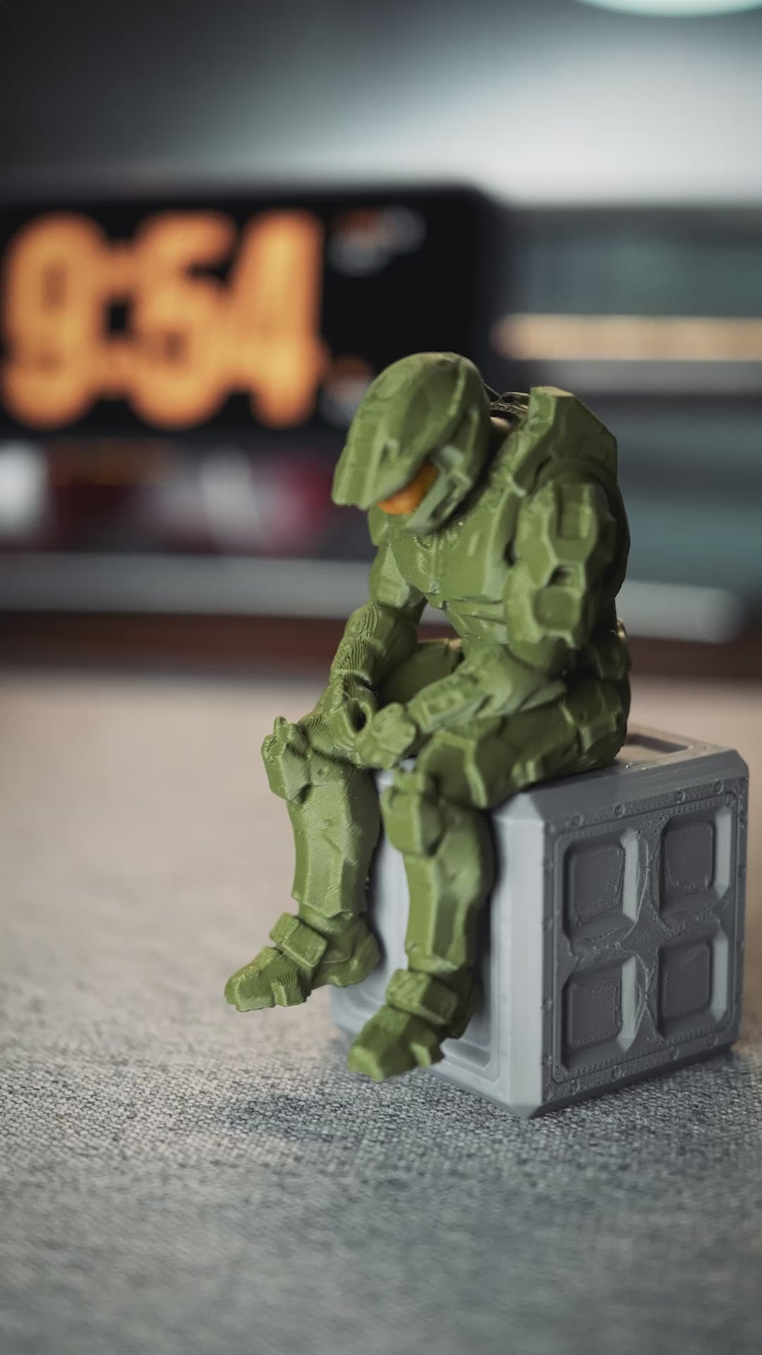 Sad Spartan-Inspired Soldier Desk Decor – 3D Printed Fan Art Figure & Crate